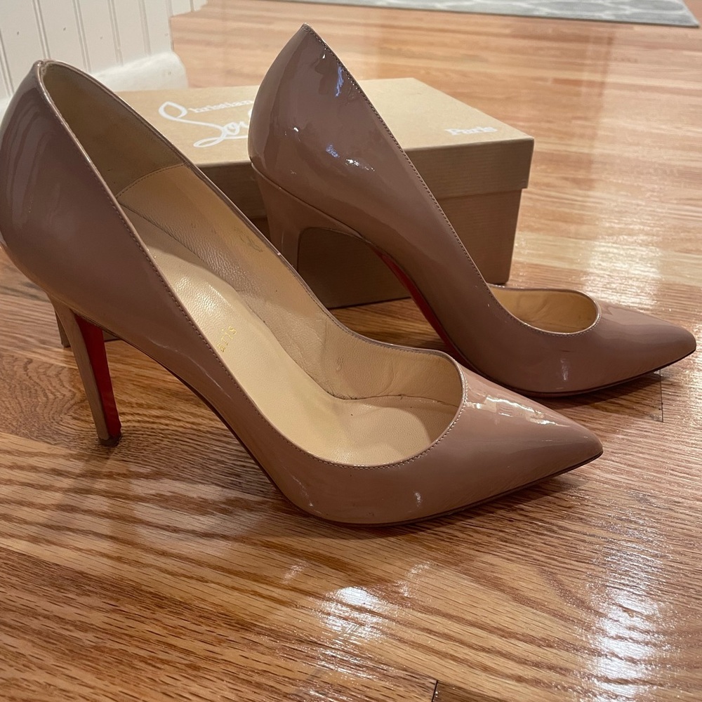 Christian Louboutin Pigalle Nude Patent Leather Heels